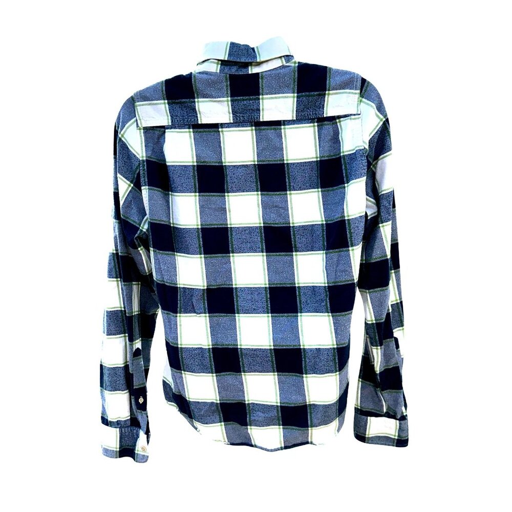 Abercrombie Fitch Large Muscle Button Up Plaid Shirt Green Navy White Cotton Men - Picture 5 of 10